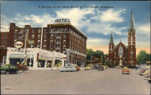 Fort Smith Arkansas AR Esso Gas Station Linen Vintage Postcard