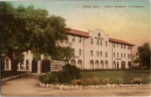 Hotel Neal Santa Barbara CA Hand Colored Vintage Postcard X04