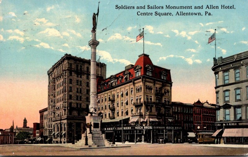 Pennsylvania Allentown Centre Square Soldiers and Sailors Monument and Allen ...