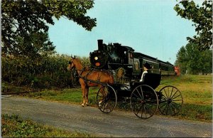 Pennsylvania Amish Country Strasburg Horse & Buggy Waiting For Train To Pass