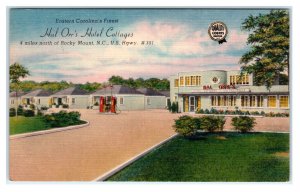 ROCKY MOUNT, NC ~Hal Orr's HOTEL COTTAGES c1940s DECO Linen Nash County Postcard