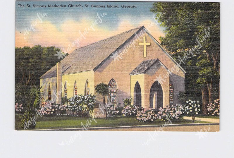 PPC POSTCARD GEORGIA ST. SIMONS ISLAND METHODIST CHURCH EXTERIOR 
