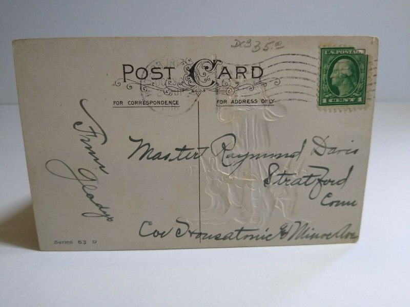 Antique Halloween Postcard Dancing Witches Original Stecher Series 63 D Embossed