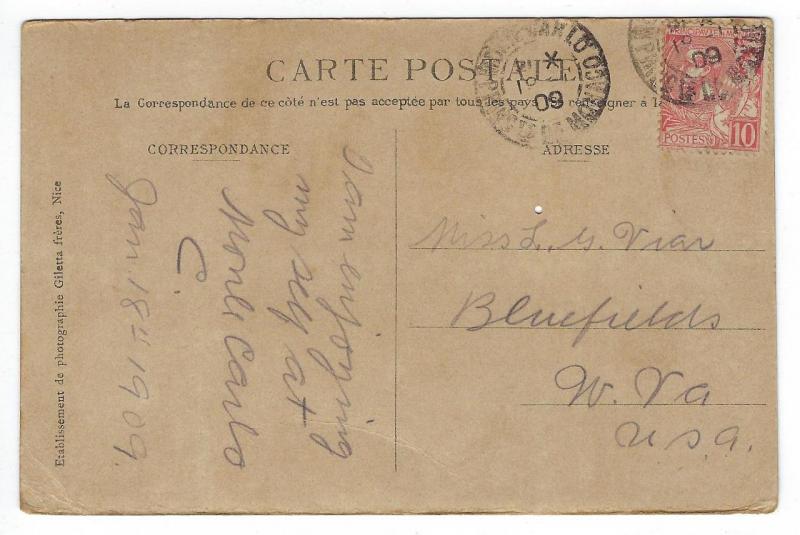 1909 Monaco To USA Picture Postcard - See Both Sides (PP61)