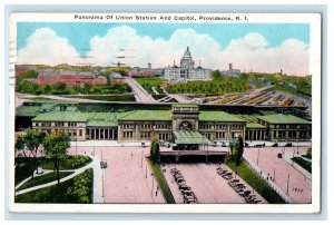 1930 Panorama Of Union Station And Capitol Providence Rhode Island RI Postcard