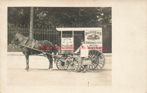Bordens Condensed Milk HORSE DRAWN DELIVERY WAGON Mount Vernon New York RPPC