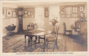 Massachusetts South Sudbury Parlor Longfellow's Wayside Inn Real Photo RPPC