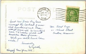 RPPC Running a Cannon Mountain Trail Franconia Notch NH c1939 Vtg Postcard N35