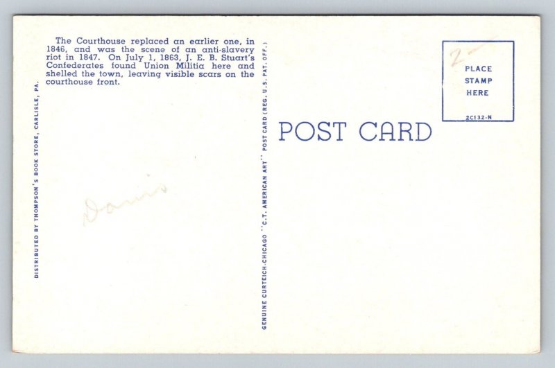 Cumberland County Courthouse   Carlisle  Pennsylvania    Postcard