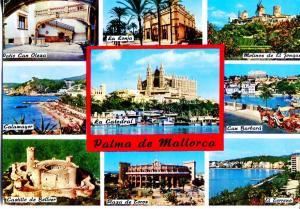 Postal 016603: MALLORCA- Diferentes vistas La Lonja Catedral de Palma Castill...