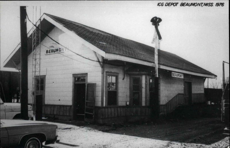 Beaumont MS ICG Depot RR Train Station 1976 Real Photo Postcard