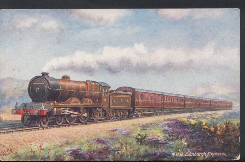 Railway Transport Postcard - North British Railway - Edinburgh Express Train ...