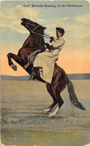 H99/ Rudyard Montana Postcard c1910 Girl Horse Cowgirl Bronco  81