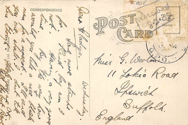 Pine Road Belleville Barbados West Indies 1932 