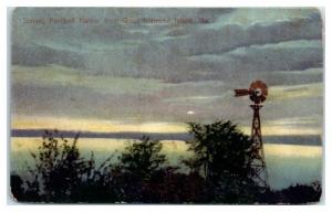 Early 1900s Sunset, Portland Harbor from Great Diamond Island, Maine Postcard