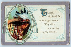 1910 Indian Woman Though Shadows Fall Or Sunlight Beams Embossed Posted Postcard