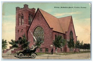 c1910 Trinity Methodist Church Exterior Building Wichita Kansas Vintage Postcard