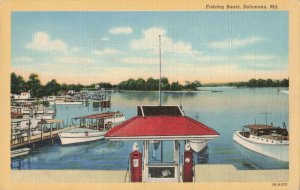 Fishing Boats, Solomons, Maryland Linen Postcard