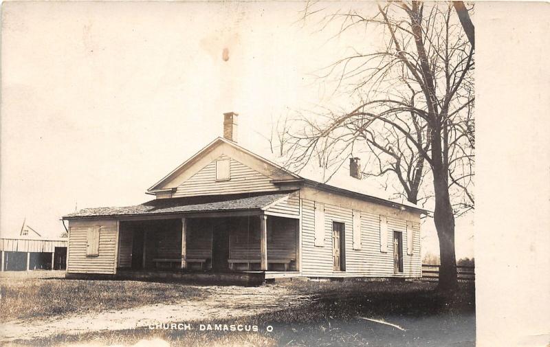 E91/ Damascus Ohio RPPC Postcard 1912 Church Building 5