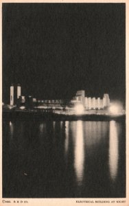 Vintage Postcard 1920s Electrical Building at Night Century Progress Chicago ILL