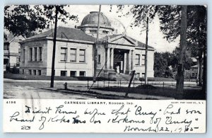 Kokomo Indiana IN Postcard Carnegie Library Building Exterior 1905 Antique Trees
