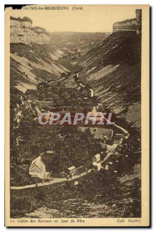 Old Postcard Baume les Messieurs The valley of rocks a feast day