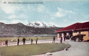 Colorado Springs Golf Course View of Pike's Peak 1910c postcard