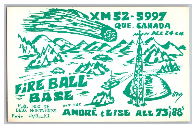 Postcard QSL CB Ham Radio Amateur Card From Deux-Montagnes Quebec Canada