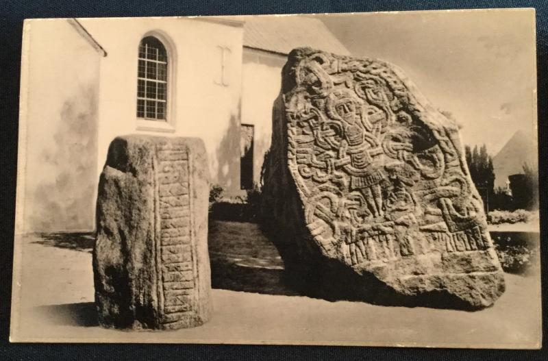 Vintage Picture Postcard Unused Jelling Denmark Monuments LB