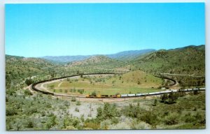 TEHACHAPI LOOP, California CA~ Train SANTA FE RAILROAD 1990 Kern County Postcard