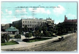 1909 Alamo Plaza Menger Hotel Exterior Building Road San Antonio Texas Postcard