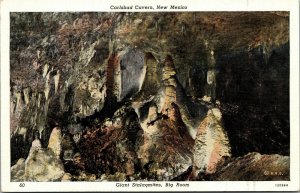 Vtg 1930s Giant Stalagmites Big Room Carlsbad Cavern New Mexico NM Postcard