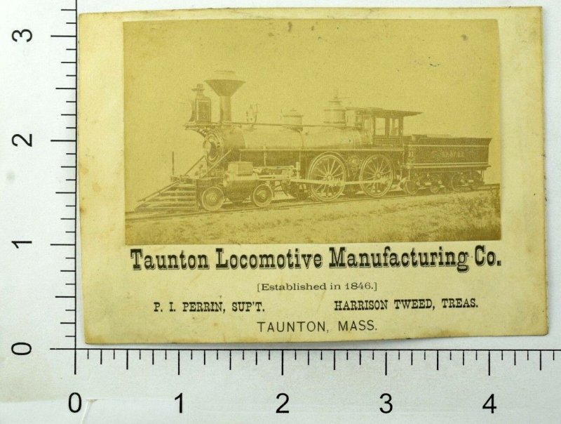 1870's Taunton Locomotive Manufacturing Co. Real Photo Steam Engine Card P108