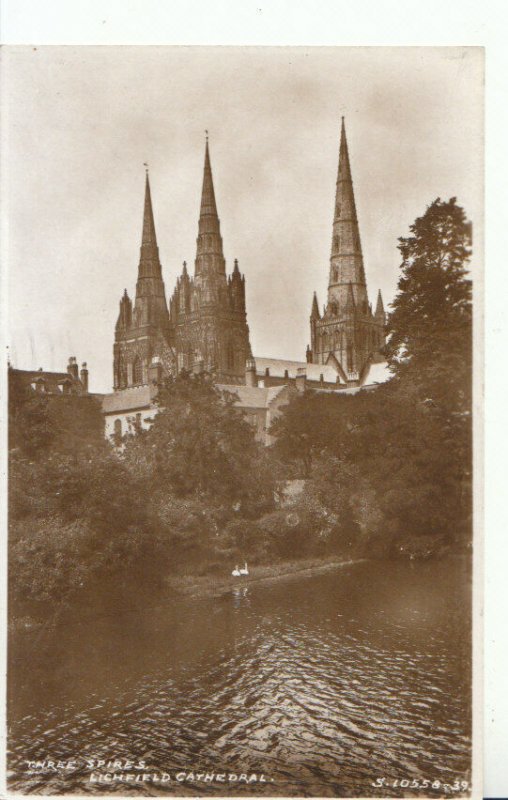 Staffordshire Postcard - Three Spires - Lichfield Cathedral - RP - Ref 18400A