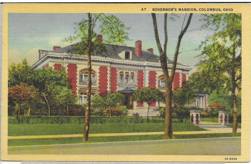 US used The Governor's Mansion, Columbus, Ohio. #804, Mailed 1948.  Nice.