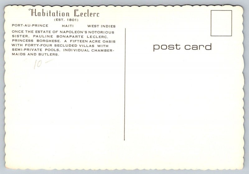 Port-Au-Prince  Haiti  Habitation Leclerc  Postcard