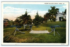 c1940's Known Soldier's Grave And Machine Guns Rome Georgia GA Unposted Postcard