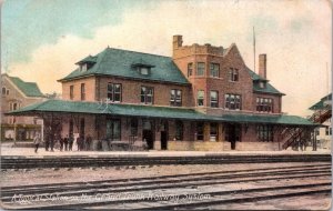 Postcard  Train Station - A Typical Grand Trunk Railway System