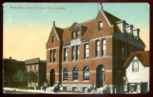 dc1789 - FORT WILLIAM Ontario Postcard 1912 Post Office