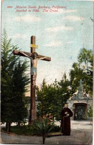 Monk Cross Crucifix Mission Santa Barbara California c1909 Vintage Postcard G09