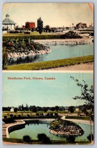 Strathcona Park Ottawa Ontario, Antique 1915 Valentine & Son Split View Postcard