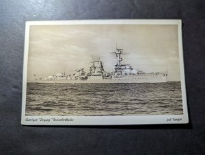 Mint Germany PPC Naval Ship Military Postcard Cruiser Leipzig