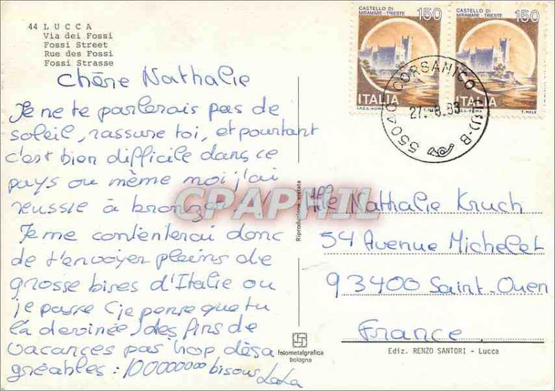 Postcard Modern Lucca Street fossi