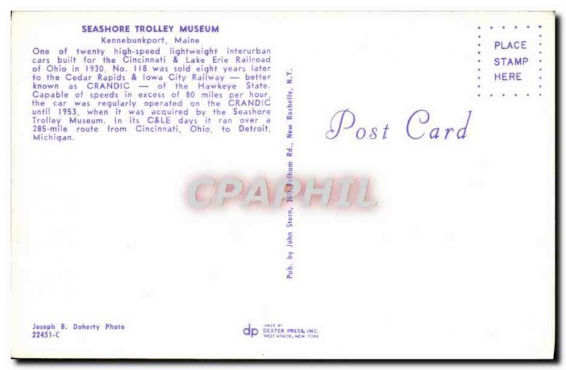 Postcard Modern Seashore Trolley Museum Kennebunkport Train