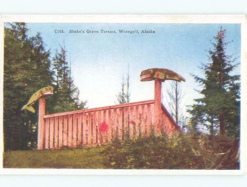 Unused W-Border SHAKE'S GRAVE TOTEM POLES Wrangell Alaska AK E8369