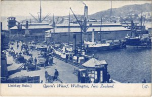 PC NEW ZEALAND, WELLINGTON, QUEEN'S WHARF, Vintage Postcard (B41378)