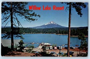 c1979 Butte Falls Oregon Postcard Willow Lake Resort Camping Mountain Exterior