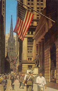 Wall Street Stars Stripes Flag US Treasury New York City postcard