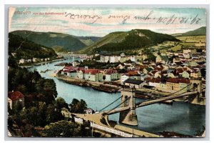 Aerial View Bridge to Děčín Czech Republic UDB Postcard U26