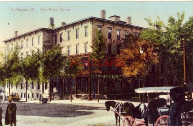 1910 BURLINGTON, VT. VAN NESS HOUSE horse-drawn vehicles